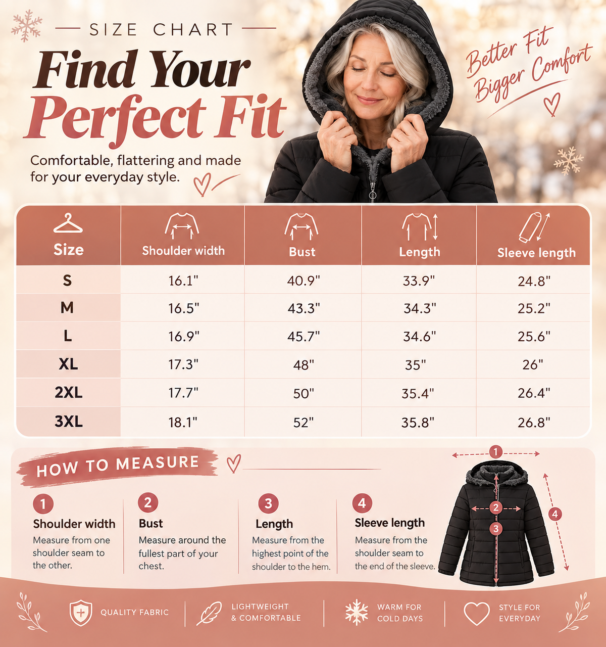 Fleece Lined Quilted Coat - CLEARANCE SALE