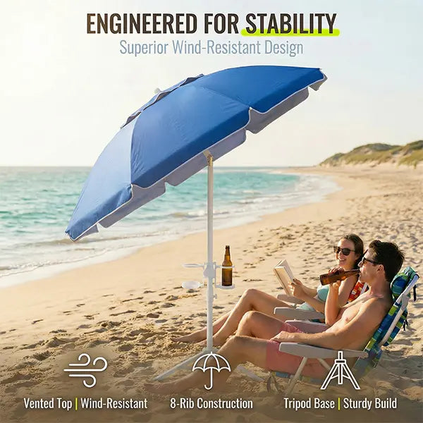 Portable Umbrella with Base Stand, Royal Blue