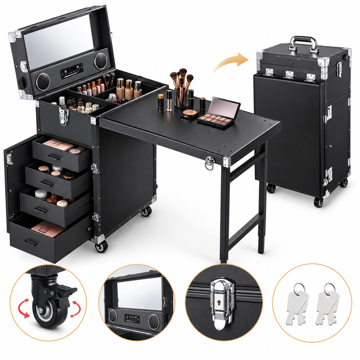 Rolling Manicure Table Makeup Station!