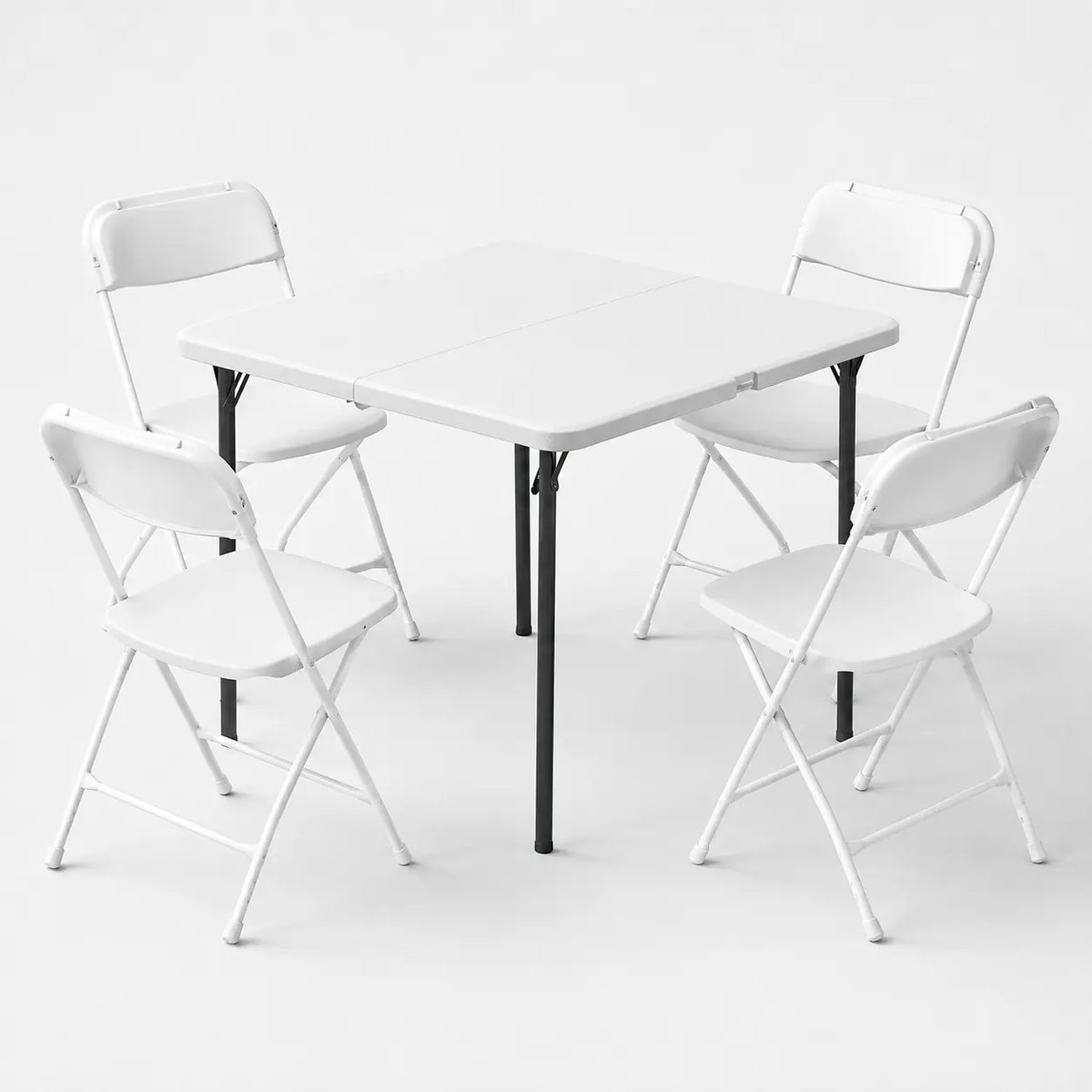 6FT Folding Table Set with 8 Chairs, White