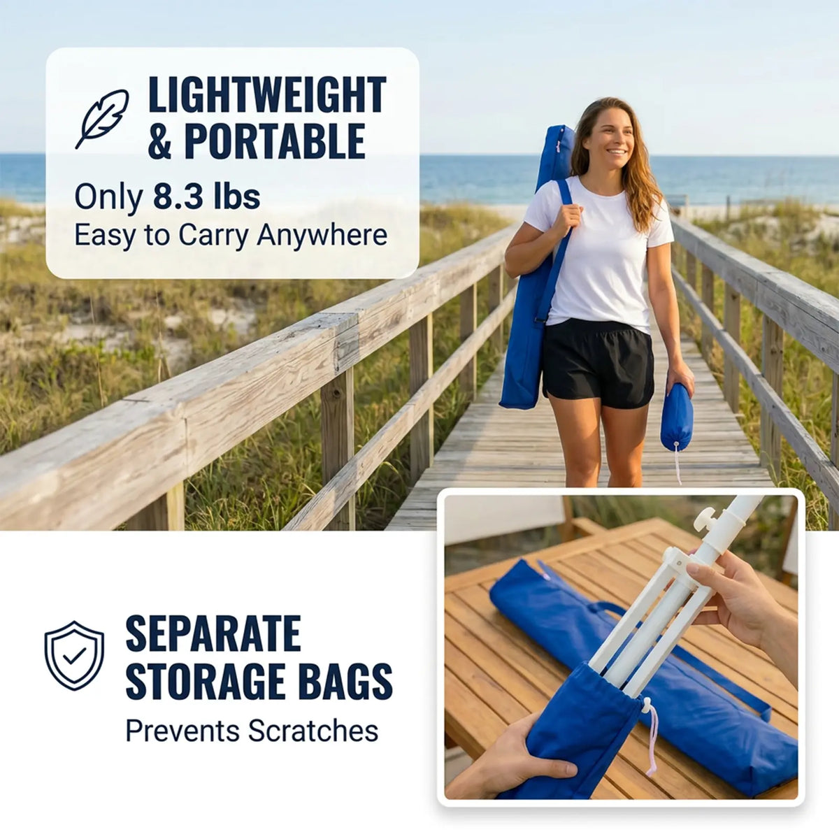 Portable Umbrella with Base Stand, Royal Blue